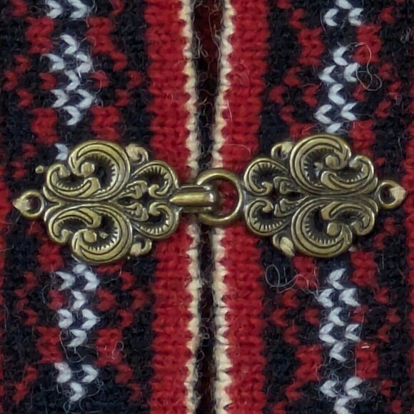 Telluride Clothing Cardigan Womens Medium Wool Red Fair Isle Nordic Cottagecore - Picture 4 of 11